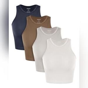 NWT Aslabcrew 4 Piece Seamless Rib-Knit Sleeveless Tank Top, XS / S